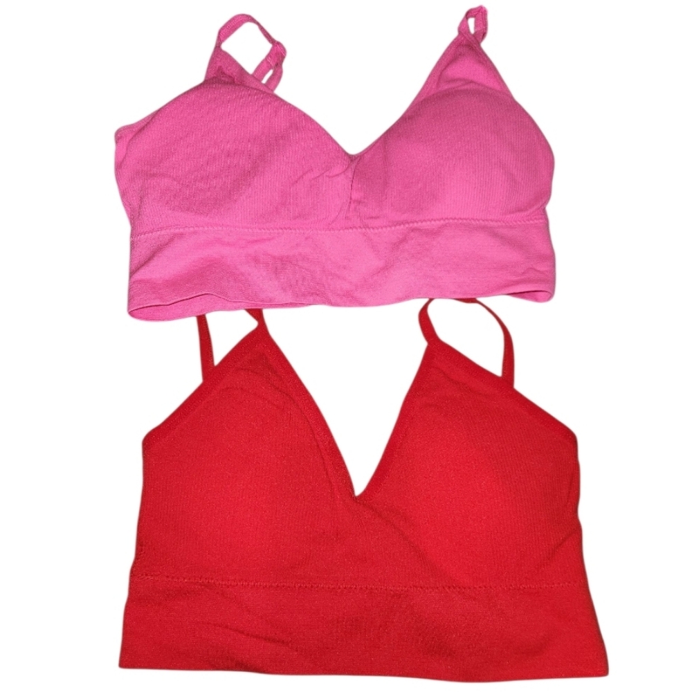 Women's Pink and Red Bralette Set
